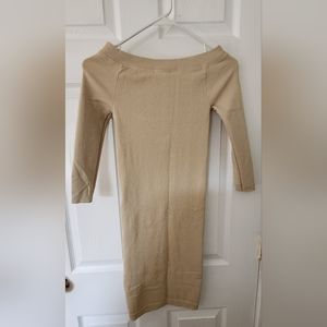 BEBE Mini Dress in Beige with Gold Flecks